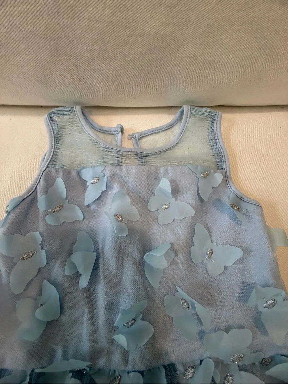 The Children's Place Light Blue Floral Butterfly Tulle Dress